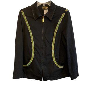 Bob Mackie's Vintage Embroidered Moccasin Stitch Zip Front Jacket MEDIUM (2001)